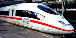 An ICE high speed train parked at Amsterdam's Centraal Station. http://www.enjoy-europe.com/171-P1230436f.jpg