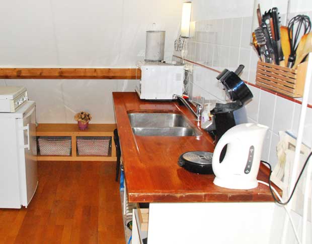 The kitchen at B&B Paula, Haarlem, Holland.