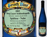 Label and bottle photo of a German Riesling Nahe blue bottle wine. http://www.enjoy-europe.com/GermanWineBottleLabel-s.jpg