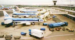 KLM airplanes at Schiphol Airport, Amsterdam, Holland.