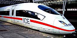 An ICE high speed train parked at Amsterdam's Centraal Station. http://www.enjoy-europe.com/home/171-P1230436f-3.jpg