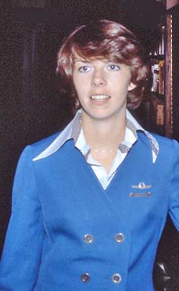Annette Kampinga of Haarlem, The Netherlands in her KLM flight attendants uniform.