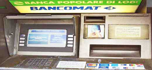 Bancomat ATM machine in Milano Italy.