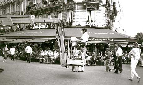 Fouquet's restaurant during a movie shoot in Paris, France.