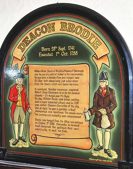 A mural at the Deacon Brodie Tavern in Edinburgh.
