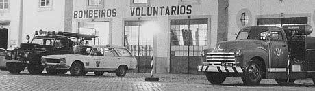 Night photo of the Volunteer Fire Department in Faro, Portugal.