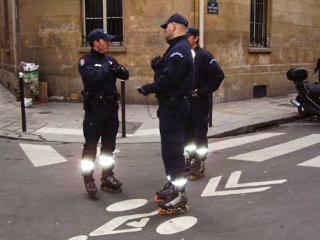You would have a hard time out-running cops on roller blades in Paris, France.