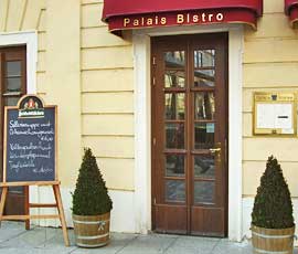 Front door of the Taschenbergpalais Kempinski Bistro, Dresden, Germany.