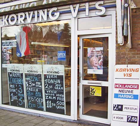 This is a typical fish shop in Haarlem, Netherlands.