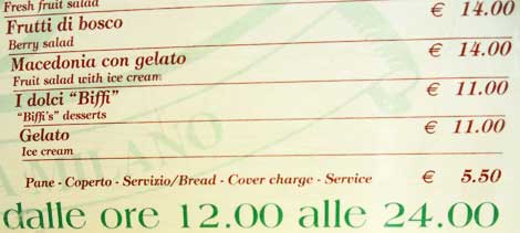 The service charge in this famous and famously expensive restaurant is rather steep.
