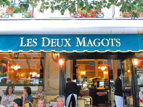 Les Deux Magots, a famous cafe in Paris, France.
