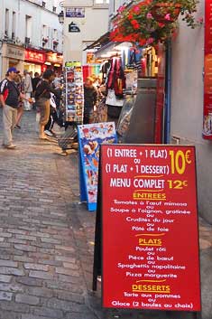Cafes are plentiful in the famous Montmarte district of Paris.
