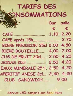 It is much cheaper to drink at the bar than at a table. Caff&eacute; Leffe, Paris 6th, France.