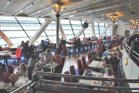 Open dining area on the Stena Line ferry from Belfast, Ireland to Stranraer, Scotland.