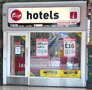 The hotel booking office in Edinburgh Waverly Station.