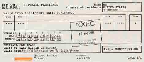 My BritRail FlexiPass was valid for 8 days of travel in a two month period.