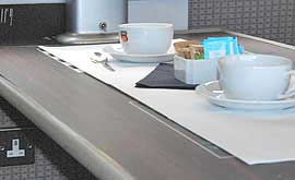 Tea service on the National Express train.