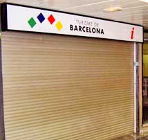The closed trourist office at the Sants train station in Barcelona, Spain. http://www.enjoy-europe.com/hte/chap17/p1200190.jpg