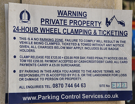 This warning sign in London lets you know what's in store if you park illegally. http://www.enjoy-europe.com/hte/chap18/Chap18images/40336Warning.jpg