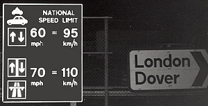 Speed limits and driving directions are posted as you enter England. http://www.enjoy-europe.com/hte/chap18/Chap18images/7bw0008NationalSpeedLimits.jpg
