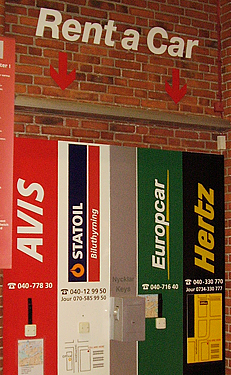 Rent-a-Car contact information at the Copenhagen train station. http://www.enjoy-europe.com/hte/chap18/Chap18images/P1110172Rent-a-CarCopenhagenTrainStation.jpg