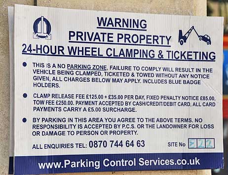 This warning sign in London lets you know what's in store if you park illegally.