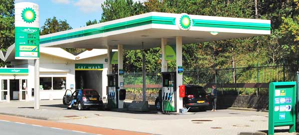 A BP gas station in Haarlem, Nederland, September 2015.