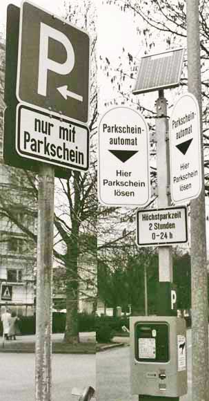 A 24 hour parking lot in Aschaffenburg, Germany.