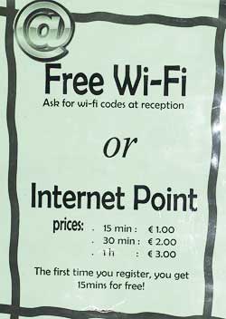 Here are the terms for internet access in the hostel where Stephaine stayed in Florence, Italy. 