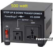 Power Bright VC500W Voltage Transformer 500 Watt Step Up/Down 110-220 Volt