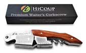 Waiters Corkscrew by HiCoup - Premium Rosewood All-in-one Corkscrew, Bottle Opener and Foil Cutter