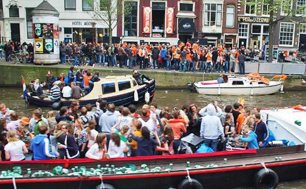 Canal Side, Queen's Day, Amsterdam