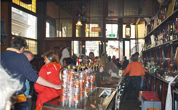 Hoppe Cafe From The Inside, Queen's Day, Amsterdam