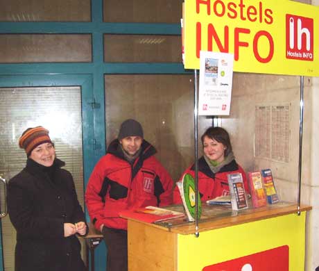 Hostel info in the Krakow, Poland train station. http://www.enjoy-europe.com/typ/images/P1200192-KrakowHostelInfo.jpg